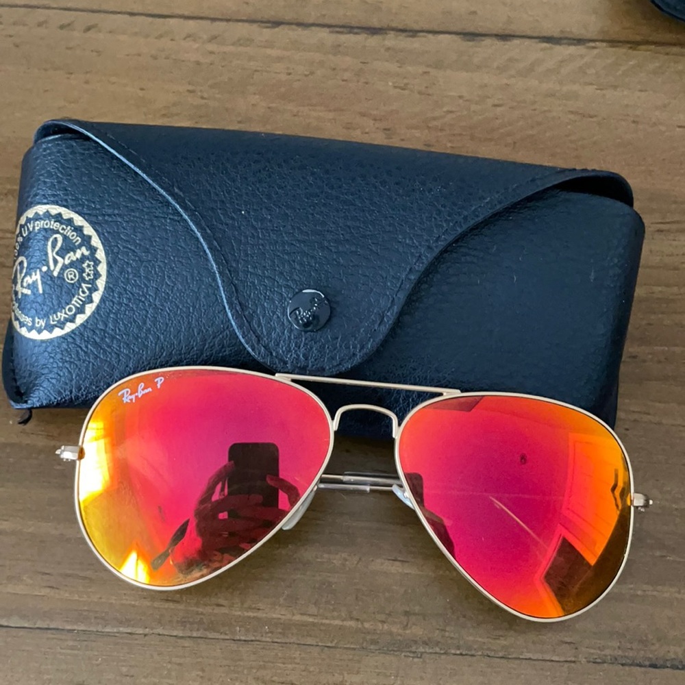 Ray-Ban flash red aviator sunglasses. 58mm